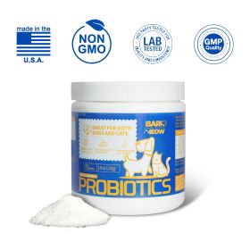 Bark And Meow Probiotics For Dogs & Cats 7 Tailored Strains Prebiotics, Pumpkin & Carrot 5 Billion CFU Scoop Human-Grade, Non-GMO, Vet-Approved, (Option: 1PCS)